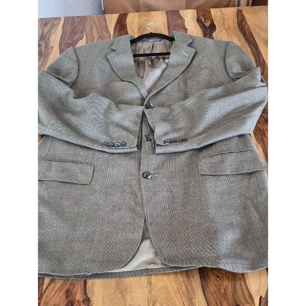 Oscar De La Renta 52% Silk & 48% Wool Woven Jacquard Fabric Blazer SZ 46 Long